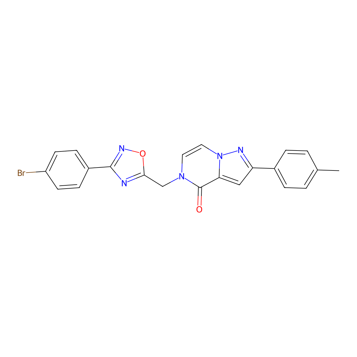 5-{[3-(4-bromophenyl)-1,2,4-oxadiazol-5-yl]methyl}-2-(4-methylphenyl)-4H,5H-pyrazolo[1,5-a]pyrazin-4-one molecular structure, CAS 1040671-62-2