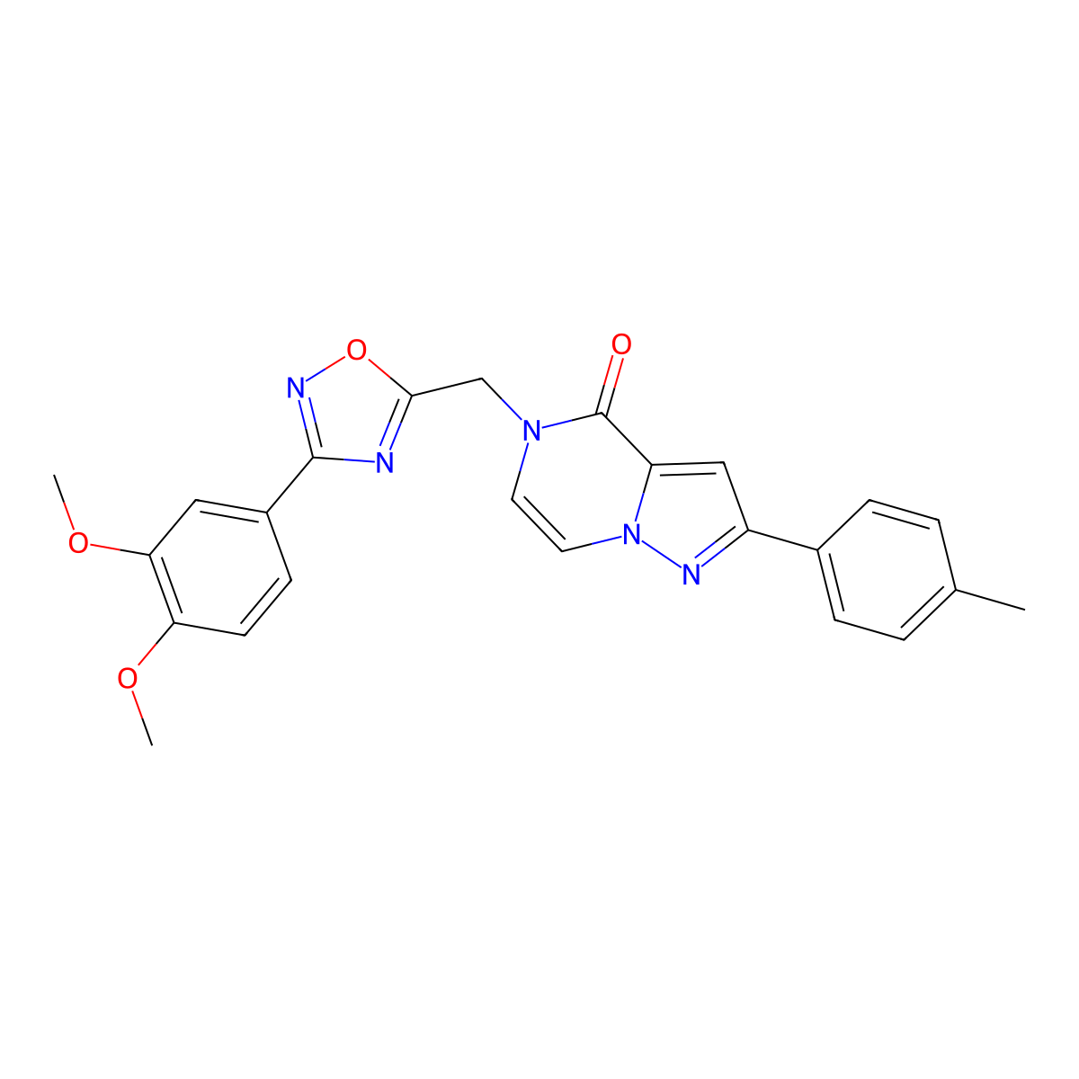5-{[3-(3,4-dimethoxyphenyl)-1,2,4-oxadiazol-5-yl]methyl}-2-(4-methylphenyl)-4H,5H-pyrazolo[1,5-a]pyrazin-4-one molecular structure, CAS 1040671-69-9
