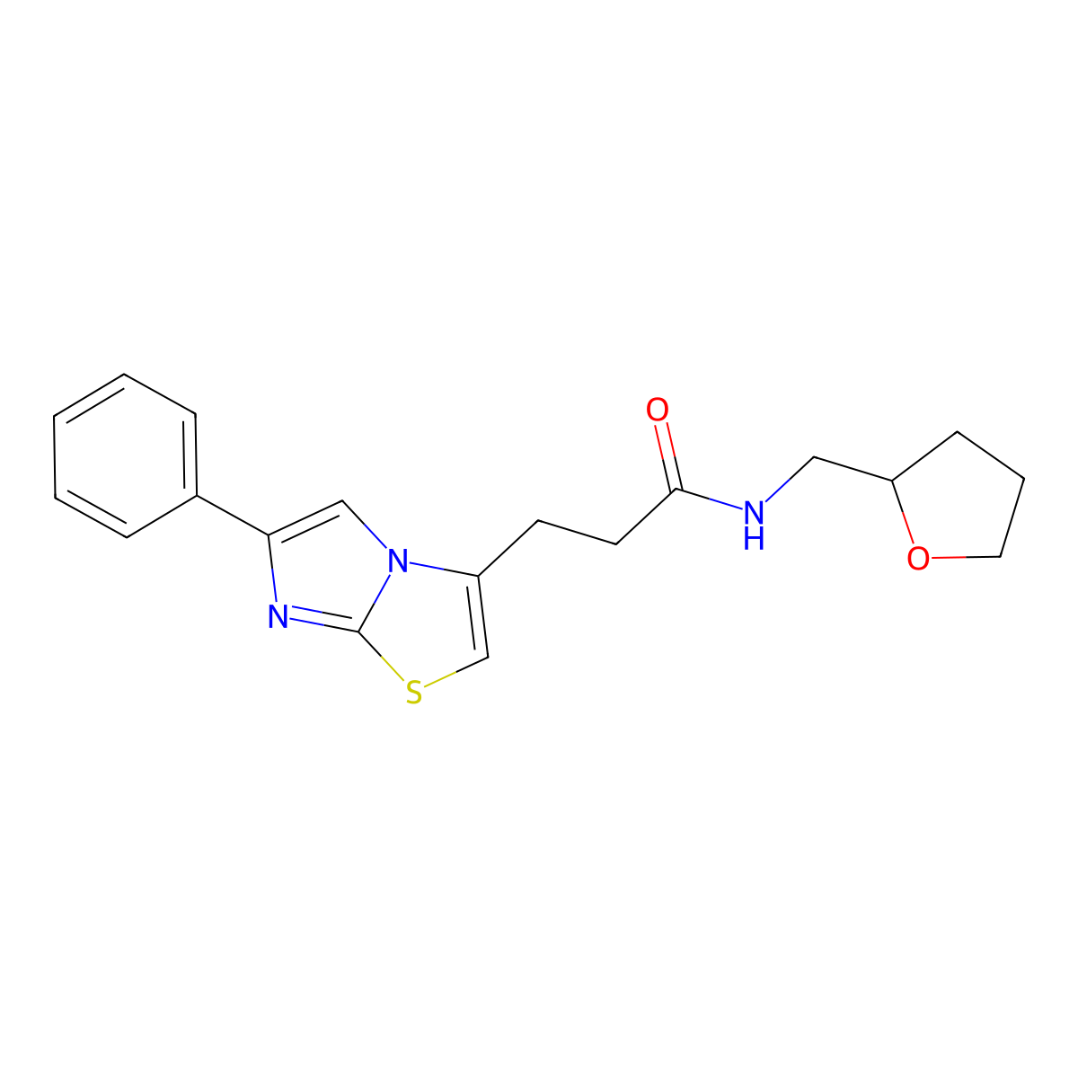 3-(6-phenylimidazo[2,1-b]thiazol-3-yl)-N-((tetrahydrofuran-2-yl)methyl)propanamide molecular structure, CAS 1040671-74-6