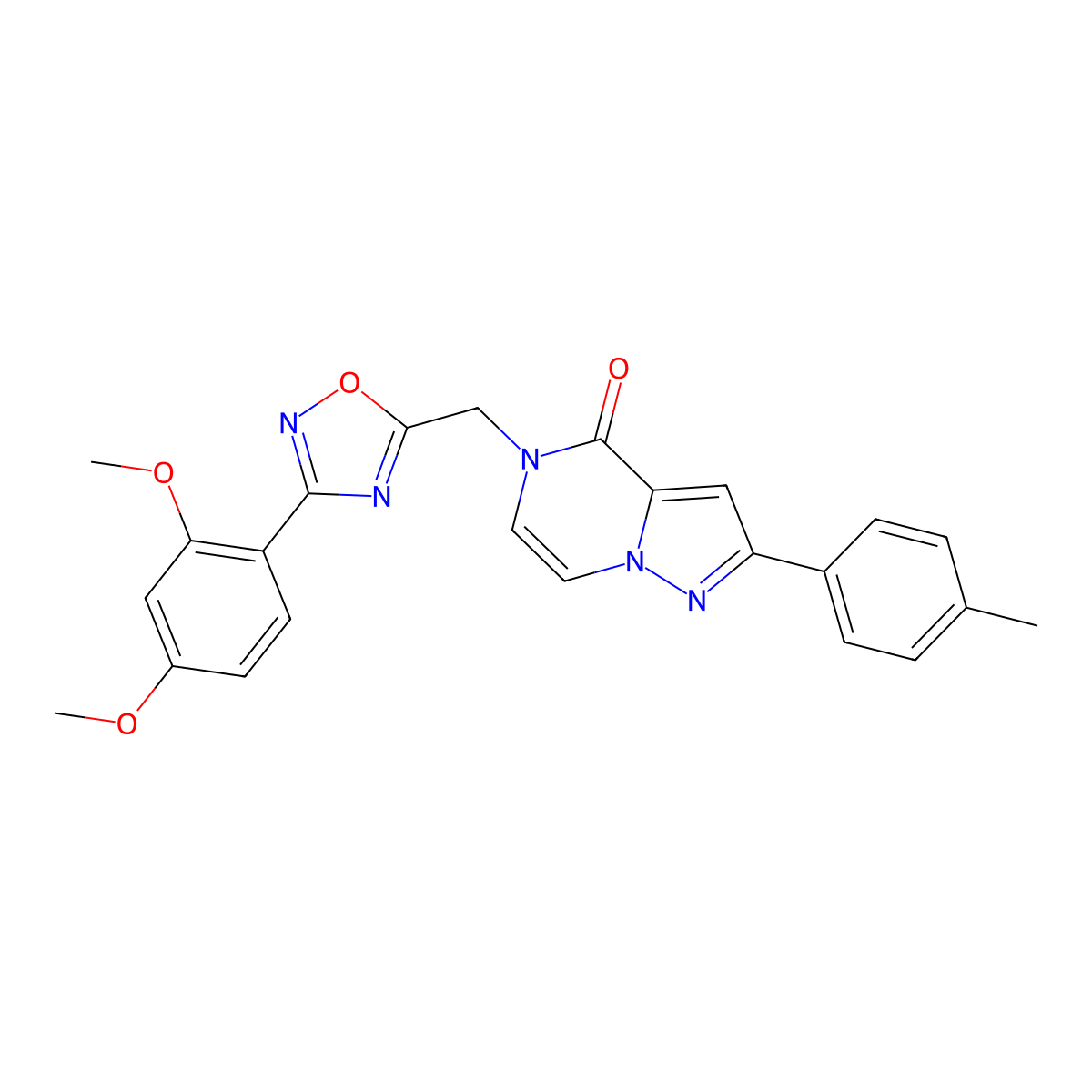 5-{[3-(2,4-dimethoxyphenyl)-1,2,4-oxadiazol-5-yl]methyl}-2-(4-methylphenyl)-4H,5H-pyrazolo[1,5-a]pyrazin-4-one molecular structure, CAS 1040671-76-8