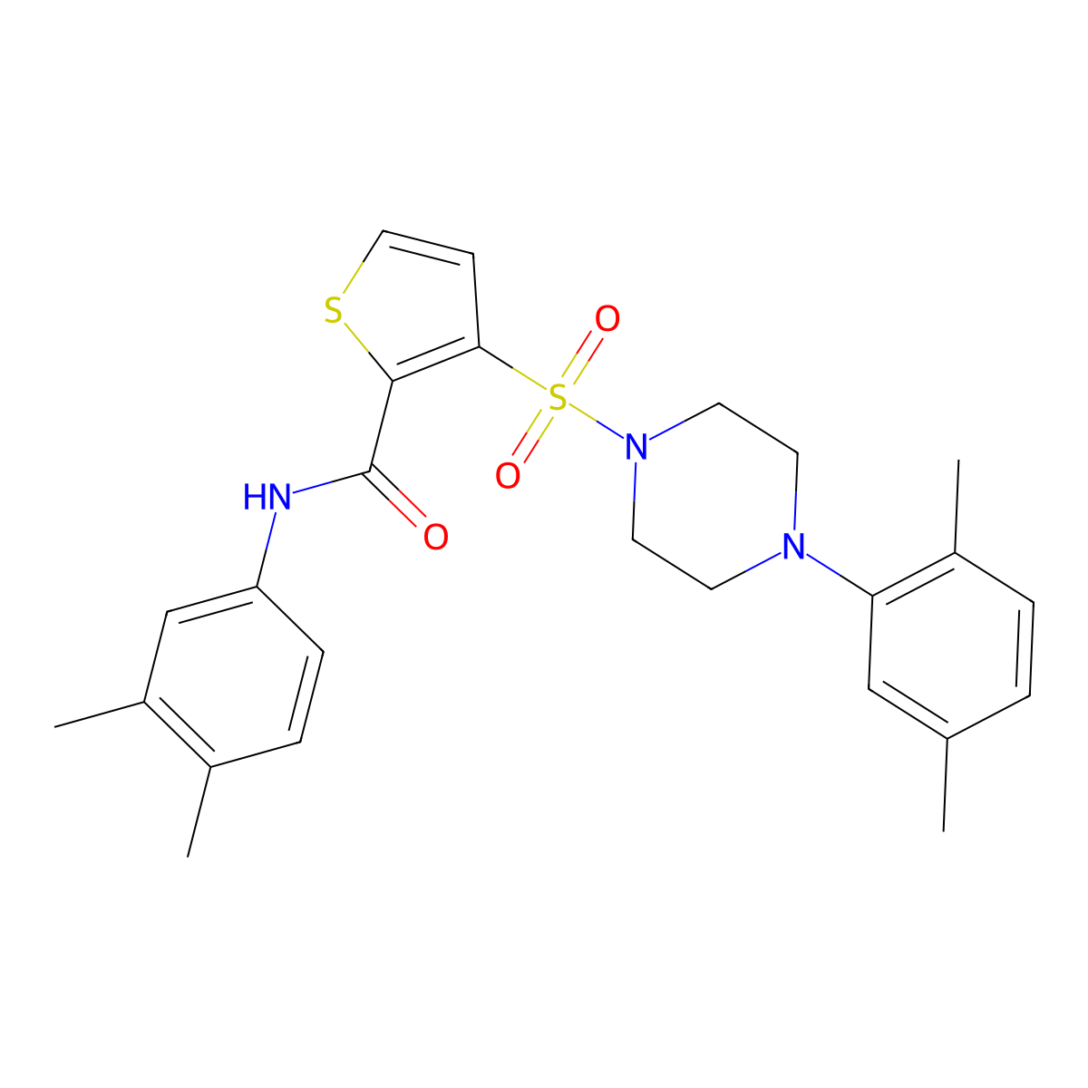 N-(3,4-dimethylphenyl)-3-{[4-(2,5-dimethylphenyl)piperazin-1-yl]sulfonyl}thiophene-2-carboxamide molecular structure, CAS 1040671-79-1