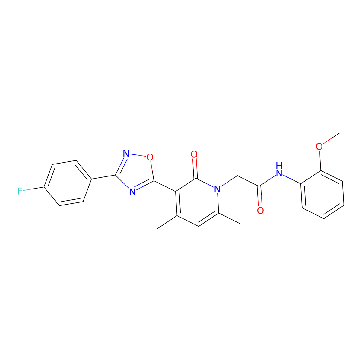 2-{3-[3-(4-fluorophenyl)-1,2,4-oxadiazol-5-yl]-4,6-dimethyl-2-oxo-1,2-dihydropyridin-1-yl}-N-(2-methoxyphenyl)acetamide molecular structure, CAS 1040671-80-4