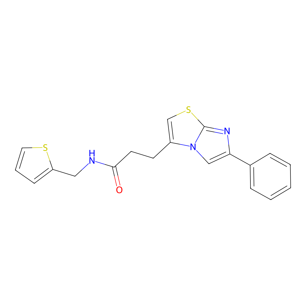 3-(6-phenylimidazo[2,1-b]thiazol-3-yl)-N-(thiophen-2-ylmethyl)propanamide molecular structure, CAS 1040671-81-5