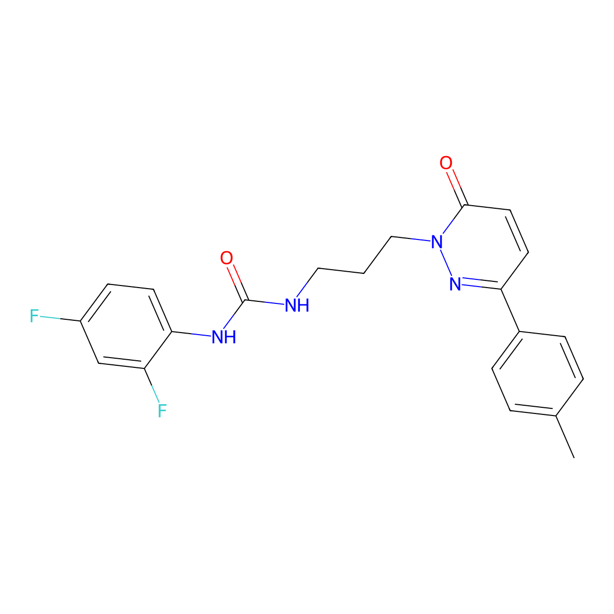 1-(2,4-difluorophenyl)-3-(3-(6-oxo-3-(p-tolyl)pyridazin-1(6H)-yl)propyl)urea molecular structure, CAS 1040671-85-9