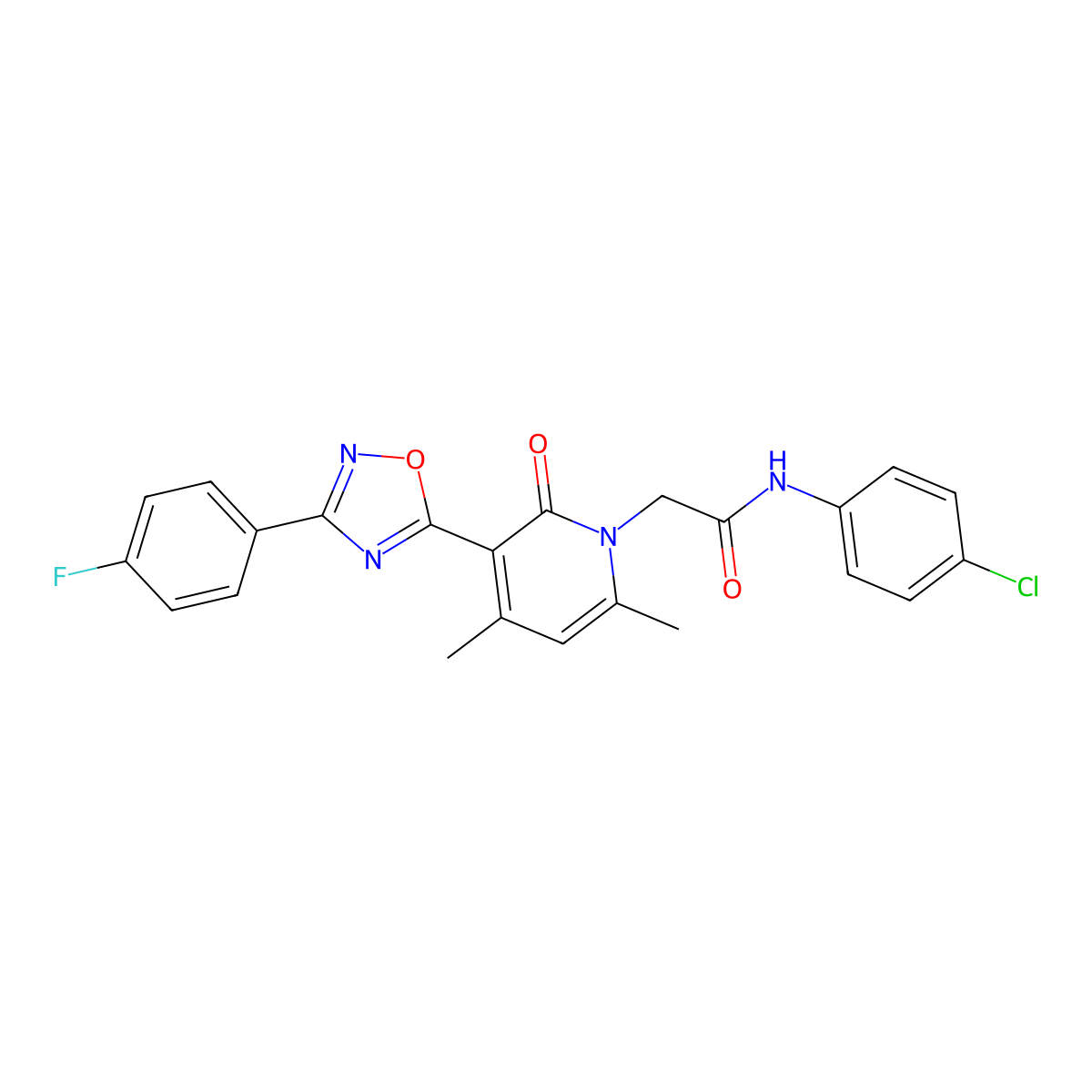 N-(4-chlorophenyl)-2-(3-(3-(4-fluorophenyl)-1,2,4-oxadiazol-5-yl)-4,6-dimethyl-2-oxopyridin-1(2H)-yl)acetamide molecular structure, CAS 1040671-87-1