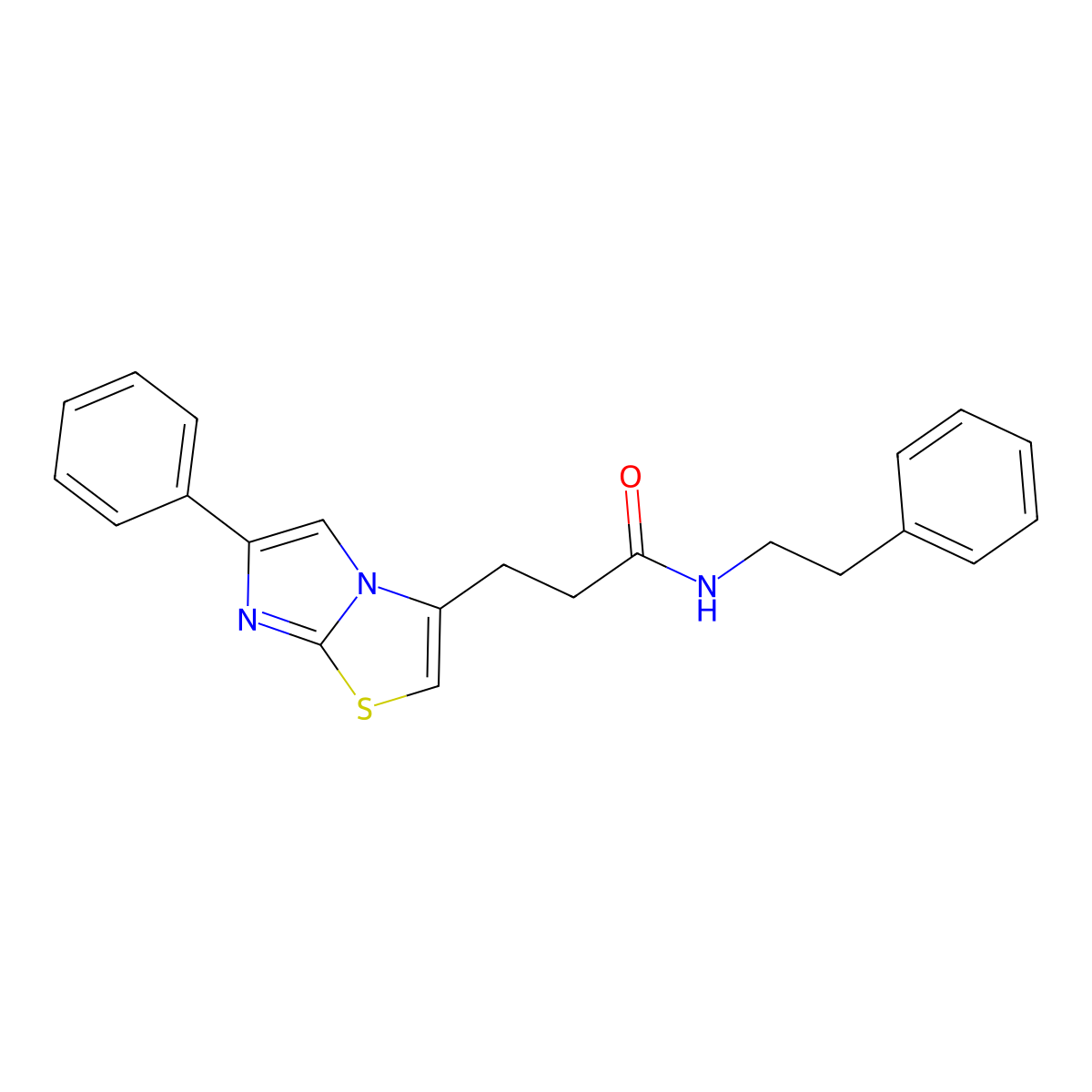 N-phenethyl-3-(6-phenylimidazo[2,1-b]thiazol-3-yl)propanamide molecular structure, CAS 1040671-88-2