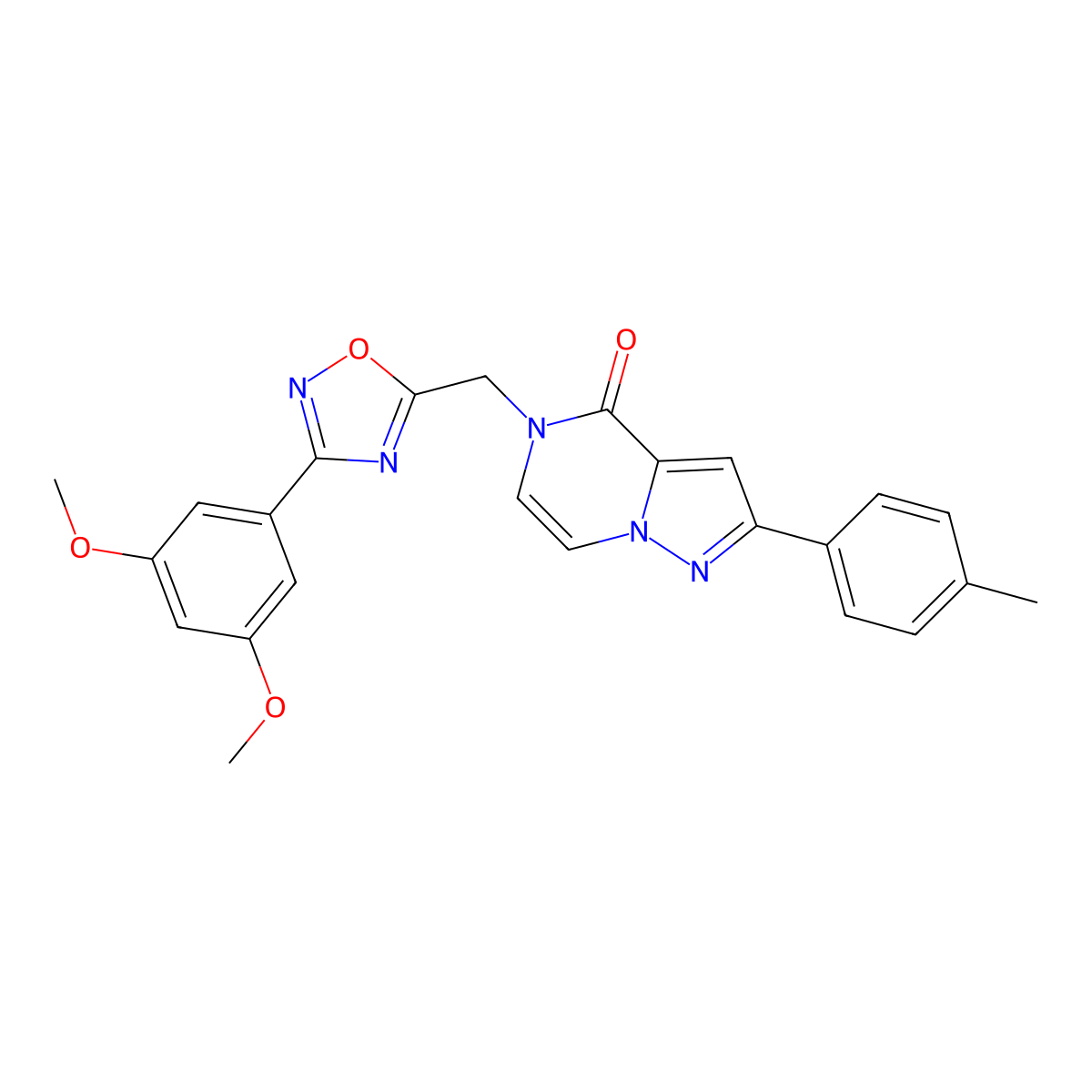 5-{[3-(3,5-dimethoxyphenyl)-1,2,4-oxadiazol-5-yl]methyl}-2-(4-methylphenyl)-4H,5H-pyrazolo[1,5-a]pyrazin-4-one molecular structure, CAS 1040671-91-7