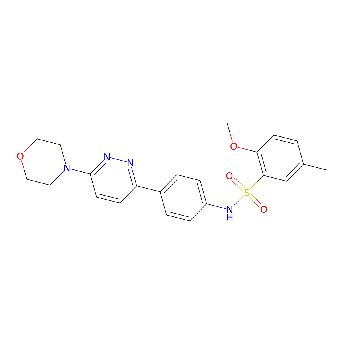 2-methoxy-5-methyl-N-(4-(6-morpholinopyridazin-3-yl)phenyl)benzenesulfonamide molecular structure, CAS 1040671-92-8