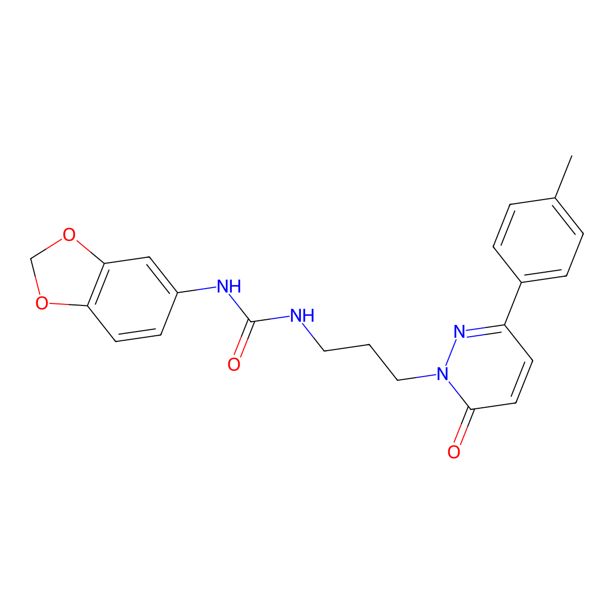 1-(benzo[d][1,3]dioxol-5-yl)-3-(3-(6-oxo-3-(p-tolyl)pyridazin-1(6H)-yl)propyl)urea molecular structure, CAS 1040671-93-9
