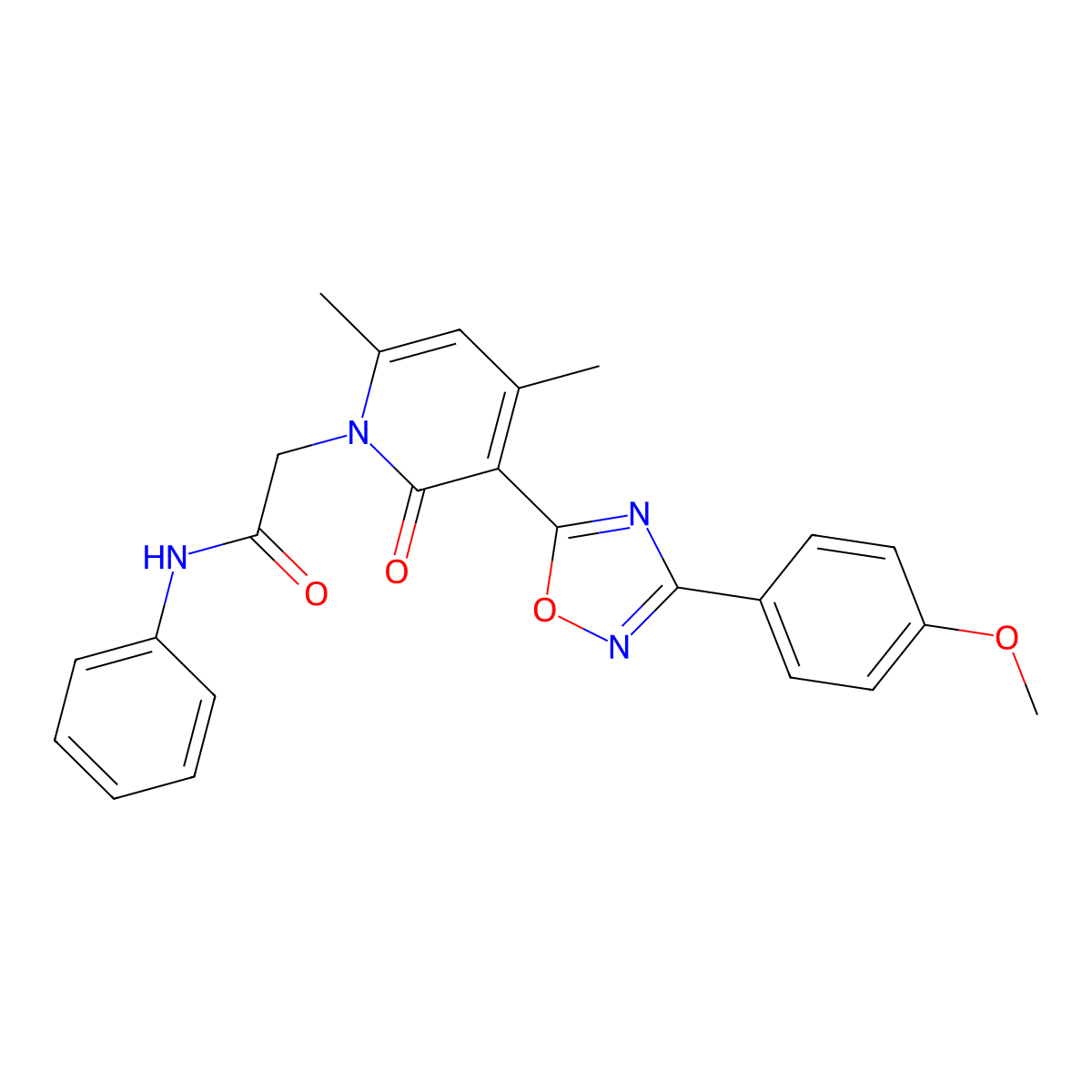 2-{3-[3-(4-methoxyphenyl)-1,2,4-oxadiazol-5-yl]-4,6-dimethyl-2-oxo-1,2-dihydropyridin-1-yl}-N-phenylacetamide molecular structure, CAS 1040671-95-1