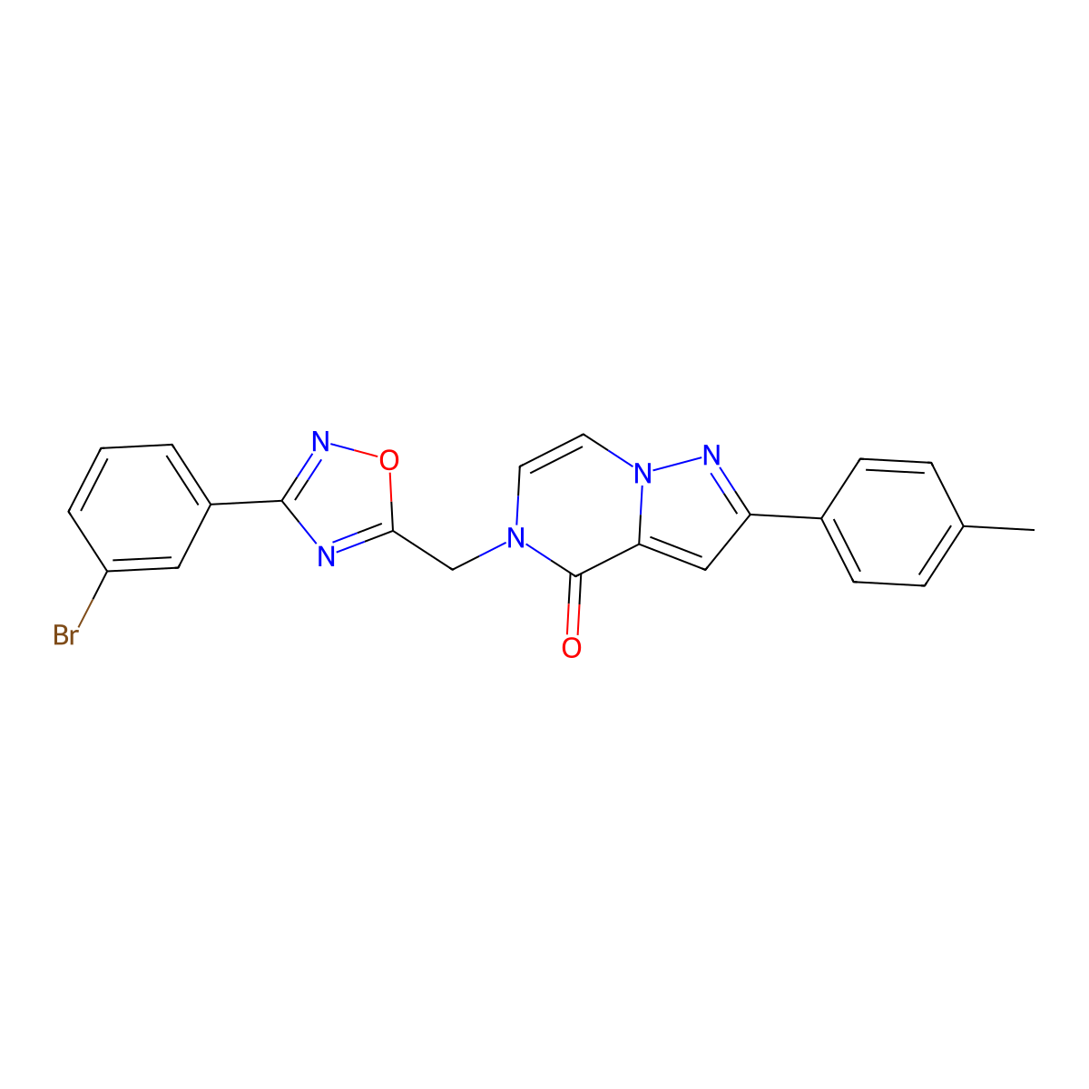 5-{[3-(3-bromophenyl)-1,2,4-oxadiazol-5-yl]methyl}-2-(4-methylphenyl)-4H,5H-pyrazolo[1,5-a]pyrazin-4-one molecular structure, CAS 1040671-99-5