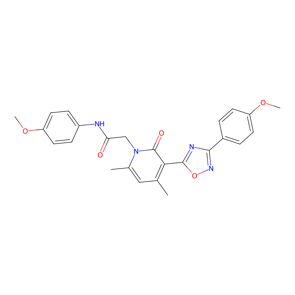 N-(4-methoxyphenyl)-2-(3-(3-(4-methoxyphenyl)-1,2,4-oxadiazol-5-yl)-4,6-dimethyl-2-oxopyridin-1(2H)-yl)acetamide molecular structure, CAS 1040672-03-4