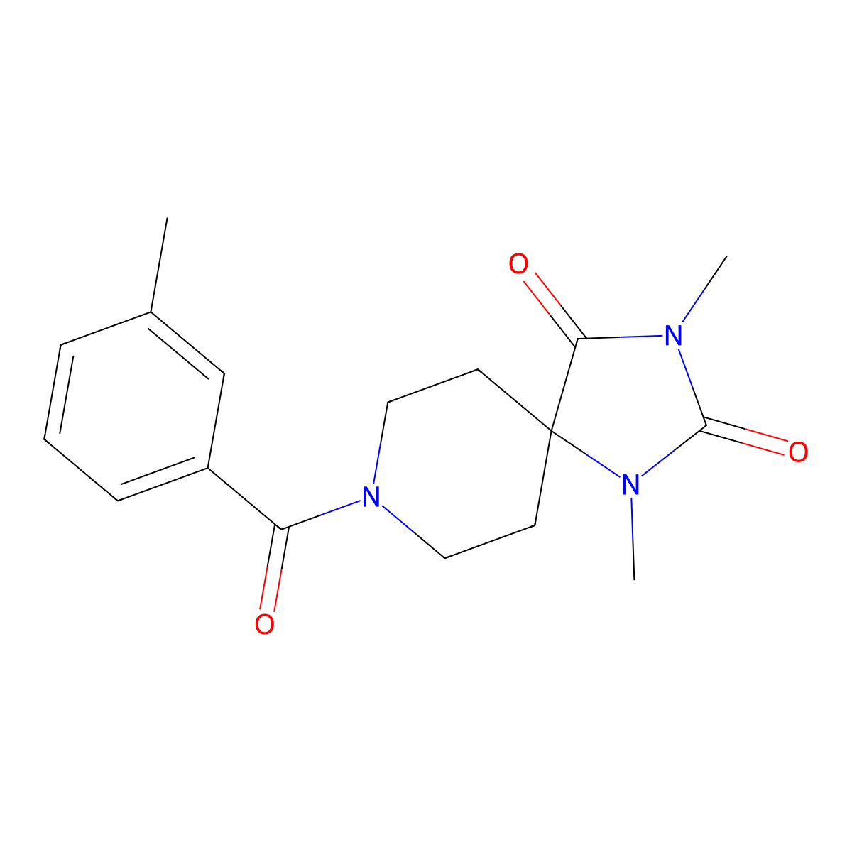 1,3-Dimethyl-8-(3-methylbenzoyl)-1,3,8-triazaspiro[4.5]decane-2,4-dione molecular structure, CAS 1040672-05-6