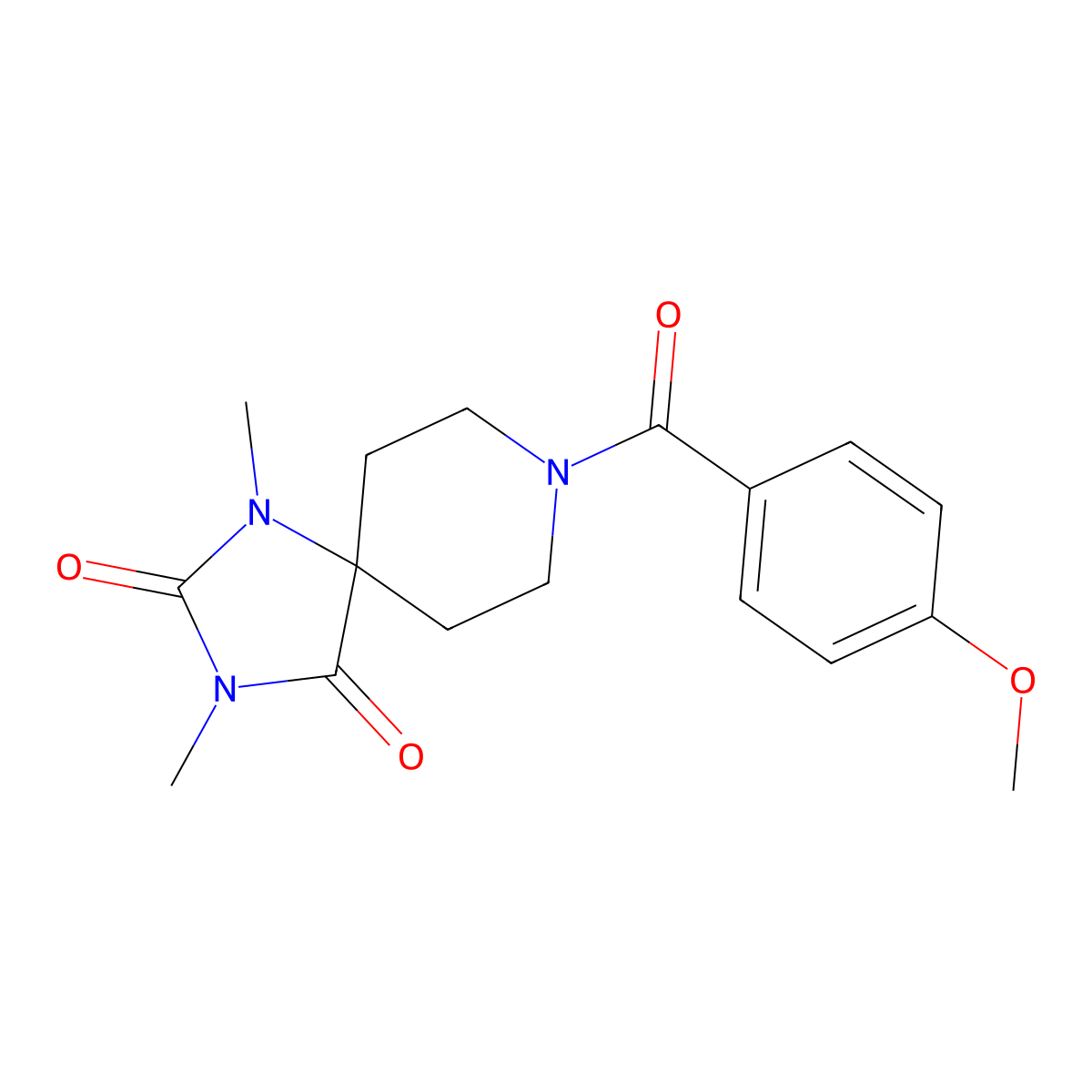 8-(4-Methoxybenzoyl)-1,3-dimethyl-1,3,8-triazaspiro[4.5]decane-2,4-dione molecular structure, CAS 1040672-21-6