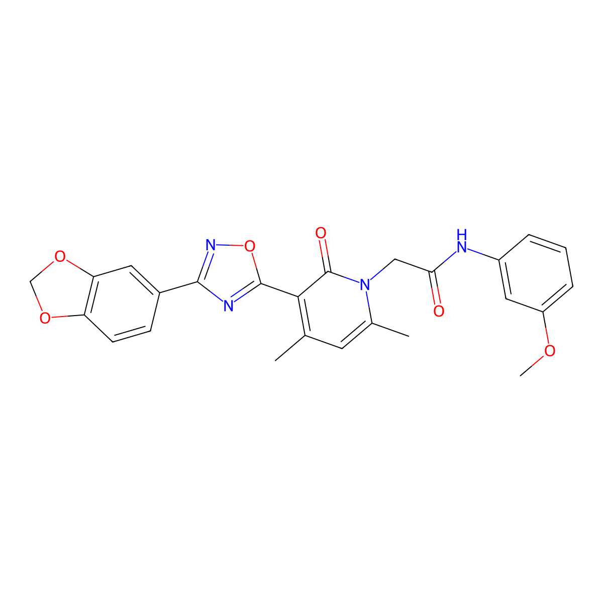 2-{3-[3-(2H-1,3-benzodioxol-5-yl)-1,2,4-oxadiazol-5-yl]-4,6-dimethyl-2-oxo-1,2-dihydropyridin-1-yl}-N-(3-methoxyphenyl)acetamide molecular structure, CAS 1040672-27-2