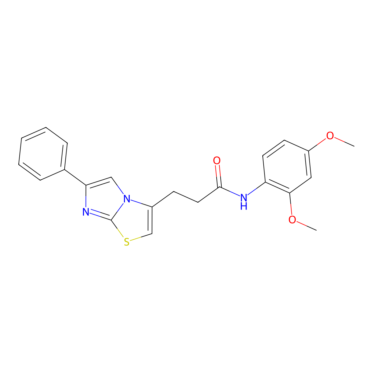 N-(2,4-dimethoxyphenyl)-3-(6-phenylimidazo[2,1-b]thiazol-3-yl)propanamide molecular structure, CAS 1040672-28-3