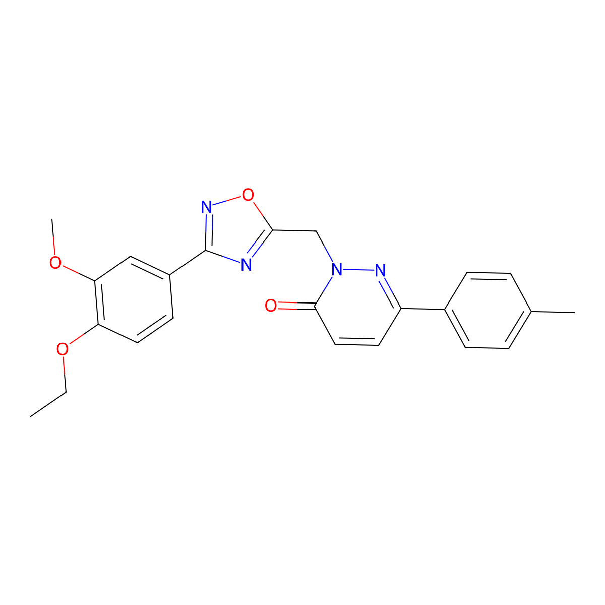 2-((3-(4-ethoxy-3-methoxyphenyl)-1,2,4-oxadiazol-5-yl)methyl)-6-(p-tolyl)pyridazin-3(2H)-one molecular structure, CAS 1040672-34-1