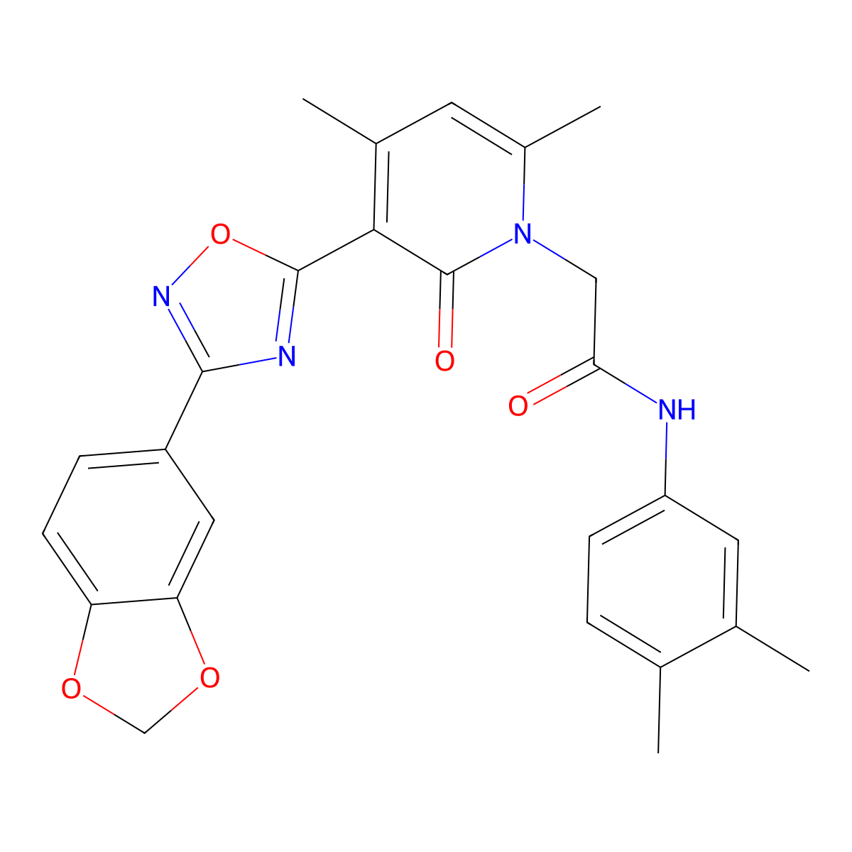 2-(3-(3-(benzo[d][1,3]dioxol-5-yl)-1,2,4-oxadiazol-5-yl)-4,6-dimethyl-2-oxopyridin-1(2H)-yl)-N-(3,4-dimethylphenyl)acetamide molecular structure, CAS 1040672-35-2