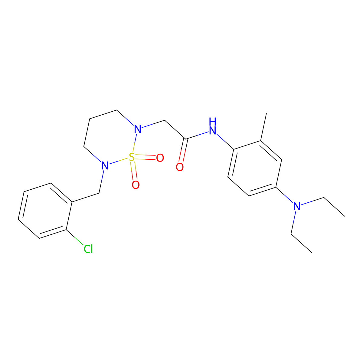 2-{6-[(2-chlorophenyl)methyl]-1,1-dioxo-1lambda6,2,6-thiadiazinan-2-yl}-N-[4-(diethylamino)-2-methylphenyl]acetamide molecular structure, CAS 1040672-43-2