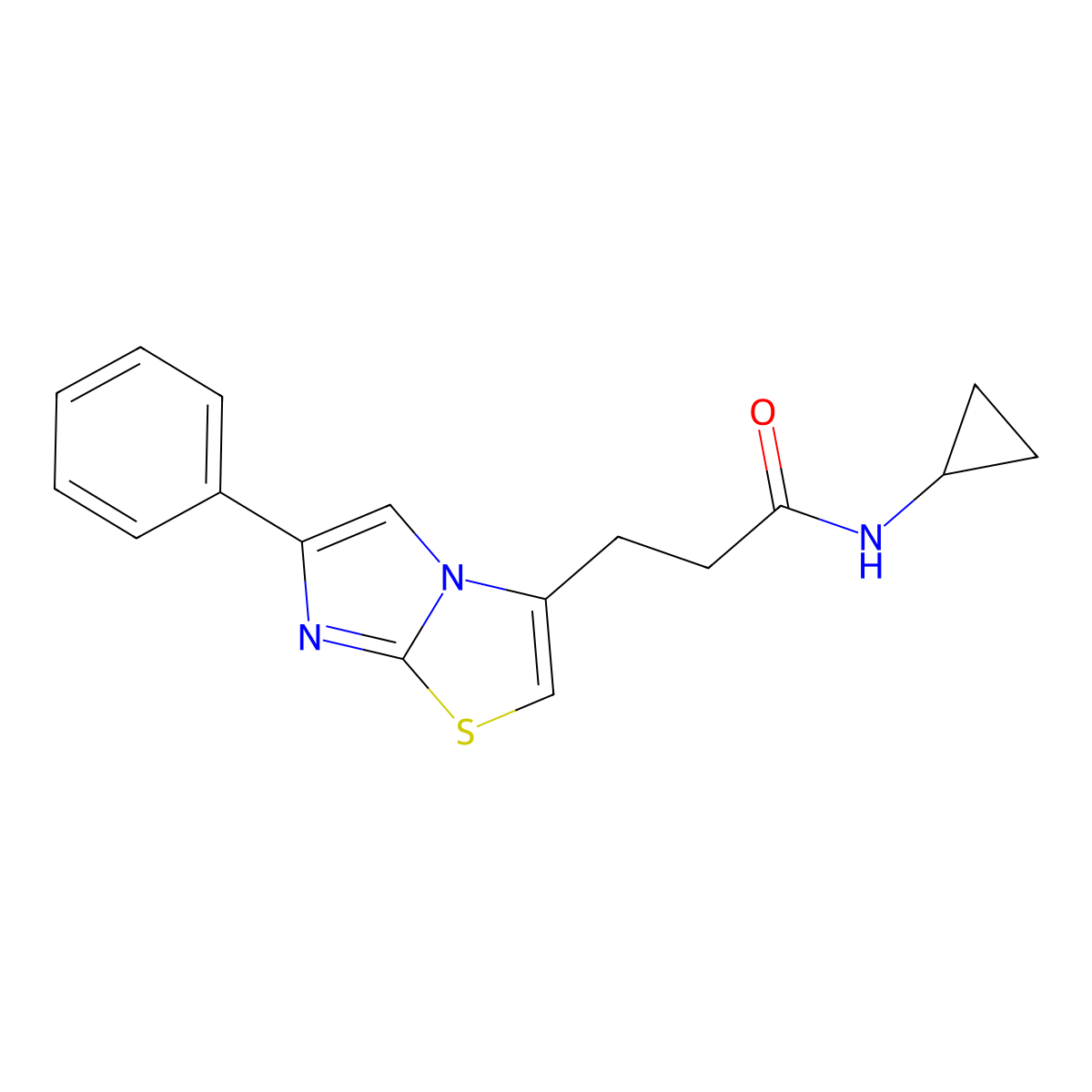 N-cyclopropyl-3-(6-phenylimidazo[2,1-b]thiazol-3-yl)propanamide molecular structure, CAS 1040672-52-3