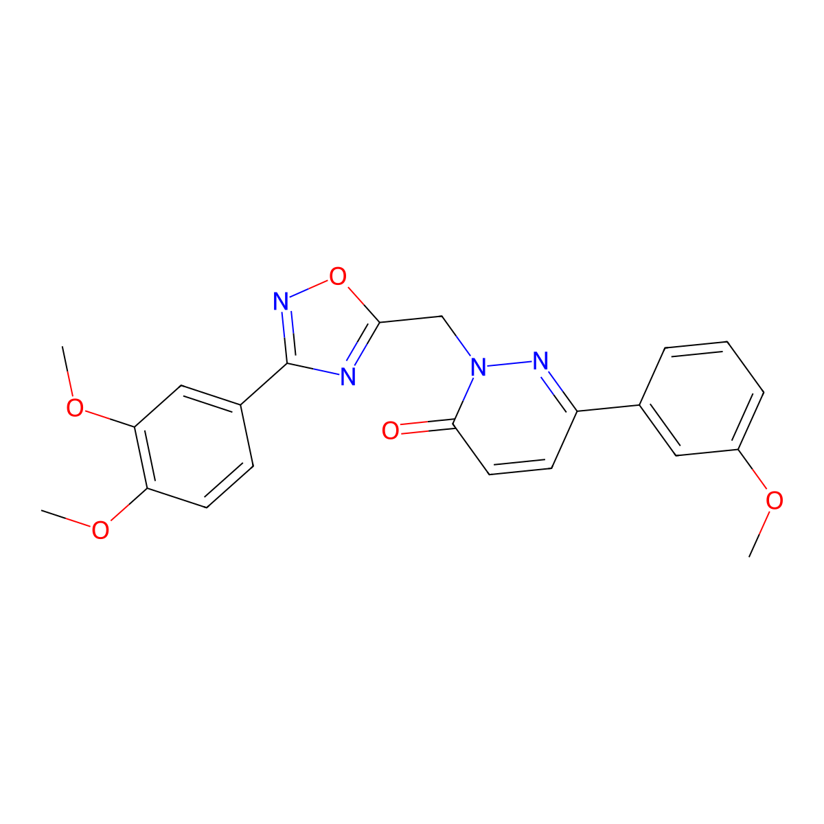 2-((3-(3,4-dimethoxyphenyl)-1,2,4-oxadiazol-5-yl)methyl)-6-(3-methoxyphenyl)pyridazin-3(2H)-one molecular structure, CAS 1040672-58-9