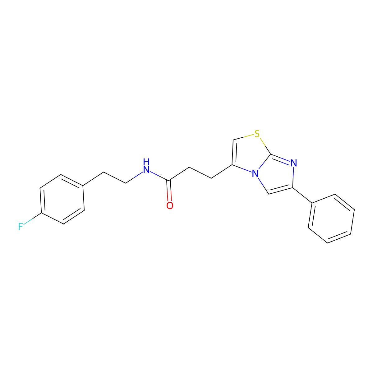 N-(4-fluorophenethyl)-3-(6-phenylimidazo[2,1-b]thiazol-3-yl)propanamide molecular structure, CAS 1040672-60-3