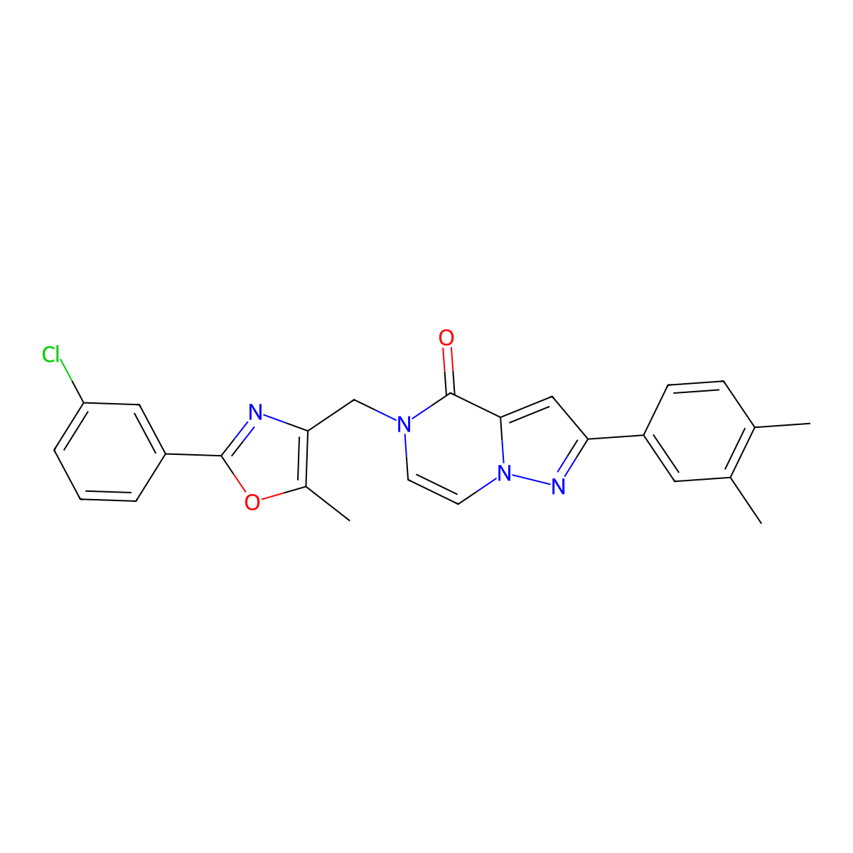 5-{[2-(3-chlorophenyl)-5-methyl-1,3-oxazol-4-yl]methyl}-2-(3,4-dimethylphenyl)-4H,5H-pyrazolo[1,5-a]pyrazin-4-one molecular structure, CAS 1040672-67-0