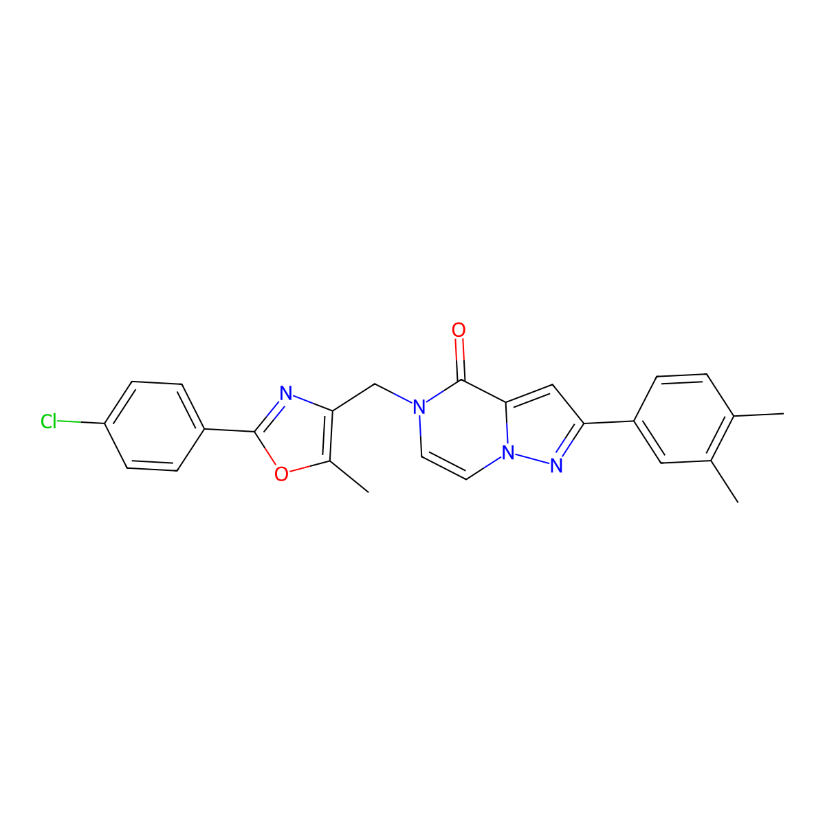 5-{[2-(4-chlorophenyl)-5-methyl-1,3-oxazol-4-yl]methyl}-2-(3,4-dimethylphenyl)-4H,5H-pyrazolo[1,5-a]pyrazin-4-one molecular structure, CAS 1040672-74-9