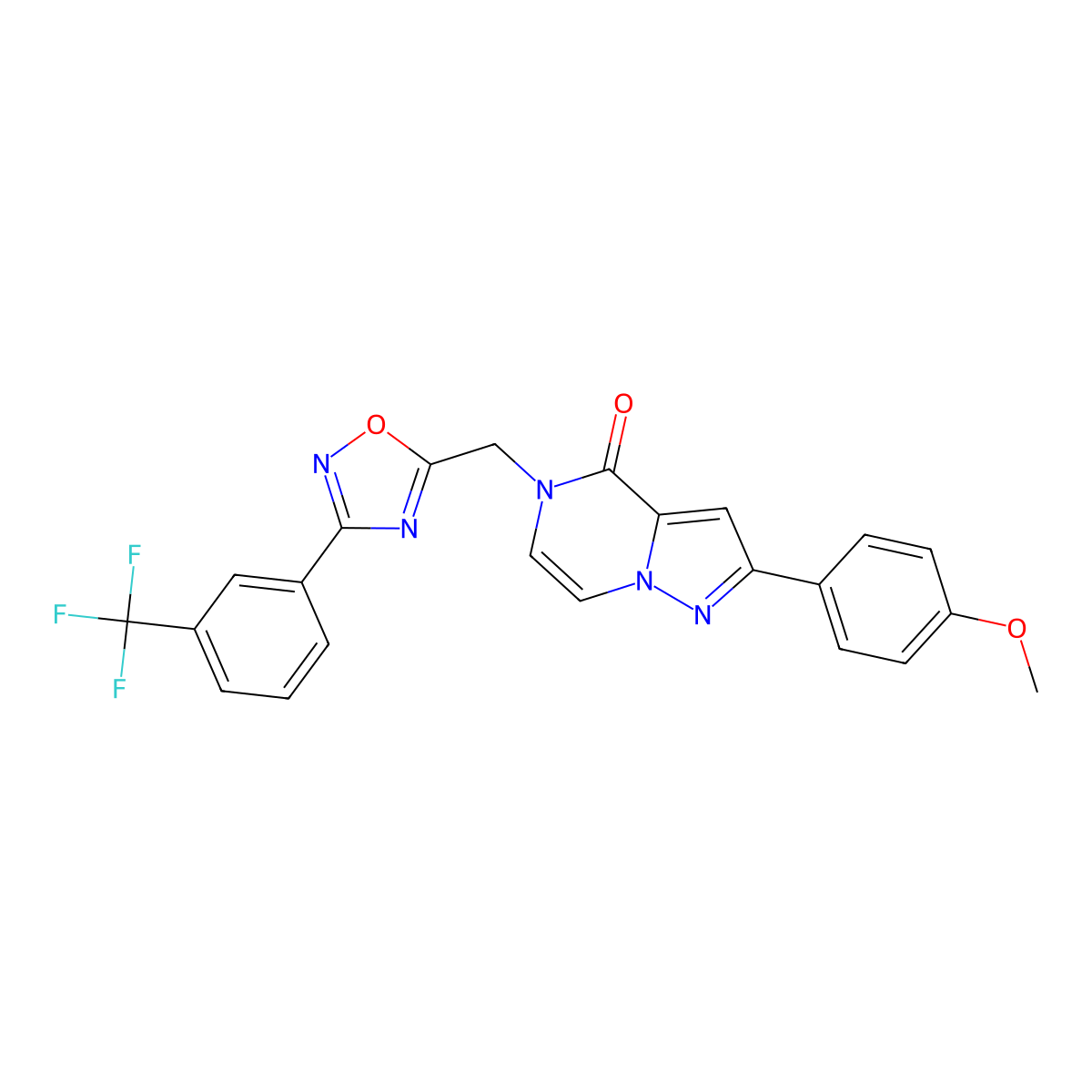2-(4-methoxyphenyl)-5-({3-[3-(trifluoromethyl)phenyl]-1,2,4-oxadiazol-5-yl}methyl)-4H,5H-pyrazolo[1,5-a]pyrazin-4-one molecular structure, CAS 1040672-77-2