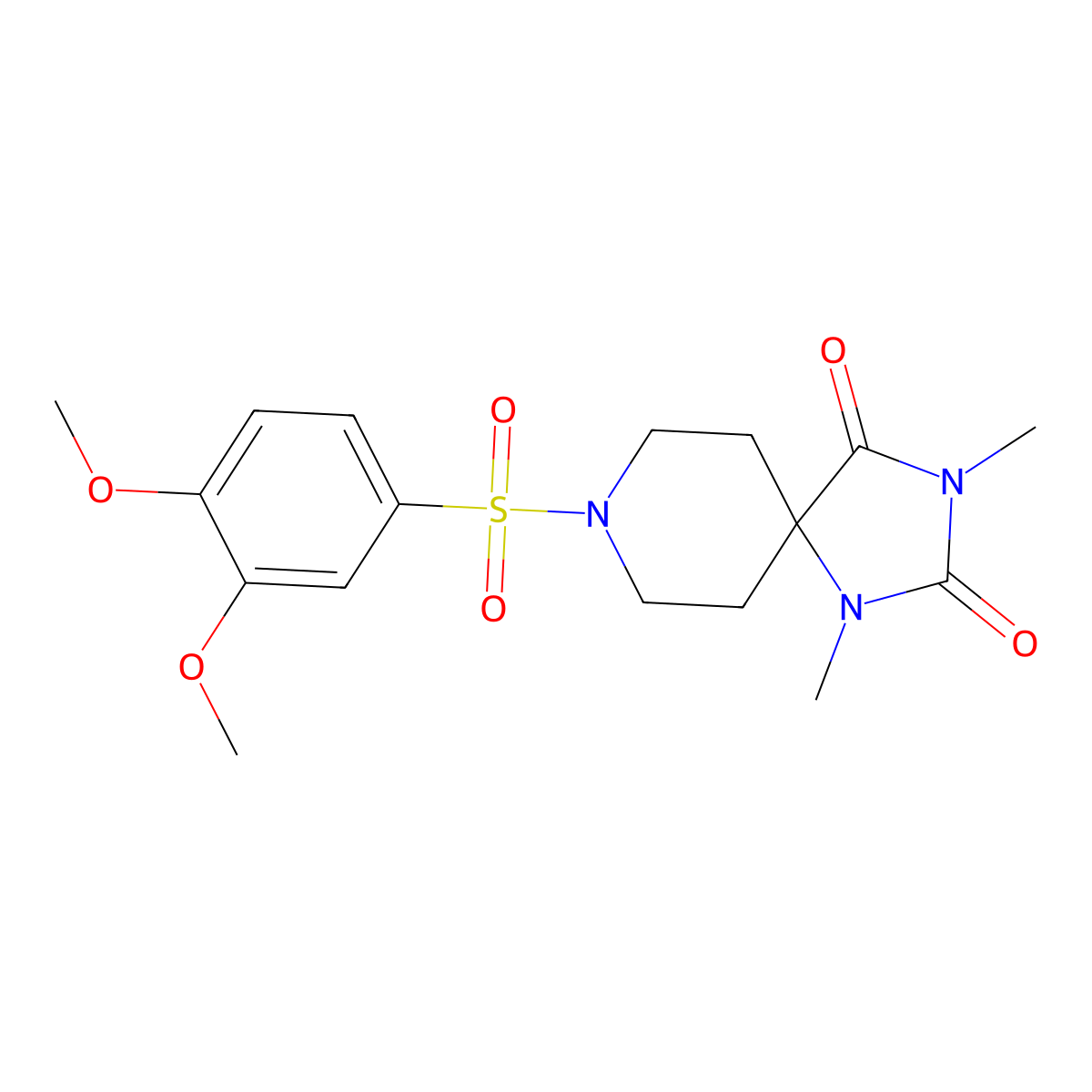 8-(3,4-Dimethoxybenzenesulfonyl)-1,3-dimethyl-1,3,8-triazaspiro[4.5]decane-2,4-dione molecular structure, CAS 1040672-82-9
