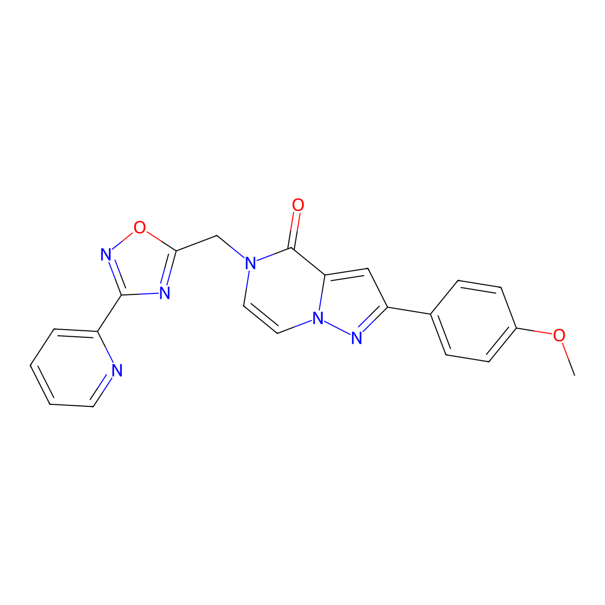 2-(4-methoxyphenyl)-5-((3-(pyridin-2-yl)-1,2,4-oxadiazol-5-yl)methyl)pyrazolo[1,5-a]pyrazin-4(5H)-one molecular structure, CAS 1040672-91-0