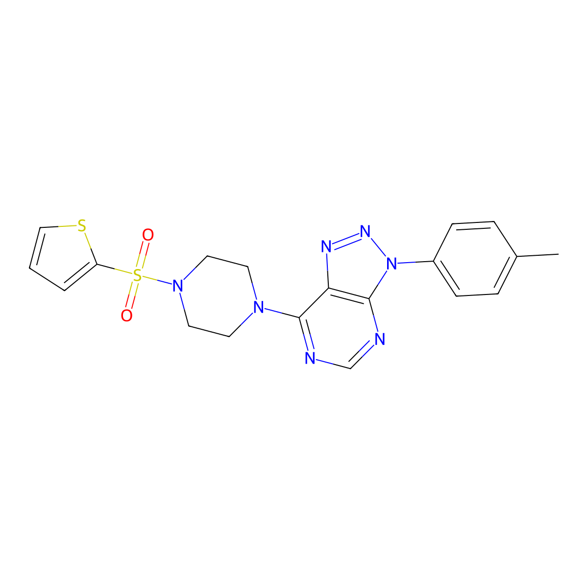 1-[3-(4-methylphenyl)-3H-[1,2,3]triazolo[4,5-d]pyrimidin-7-yl]-4-(thiophene-2-sulfonyl)piperazine molecular structure, CAS 1040672-99-8