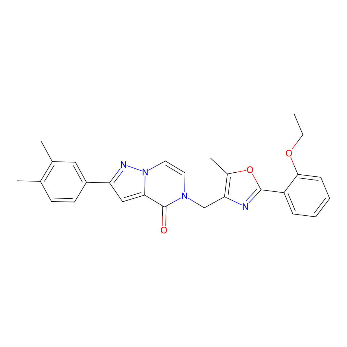 2-(3,4-dimethylphenyl)-5-{[2-(2-ethoxyphenyl)-5-methyl-1,3-oxazol-4-yl]methyl}-4H,5H-pyrazolo[1,5-a]pyrazin-4-one molecular structure, CAS 1040673-02-6
