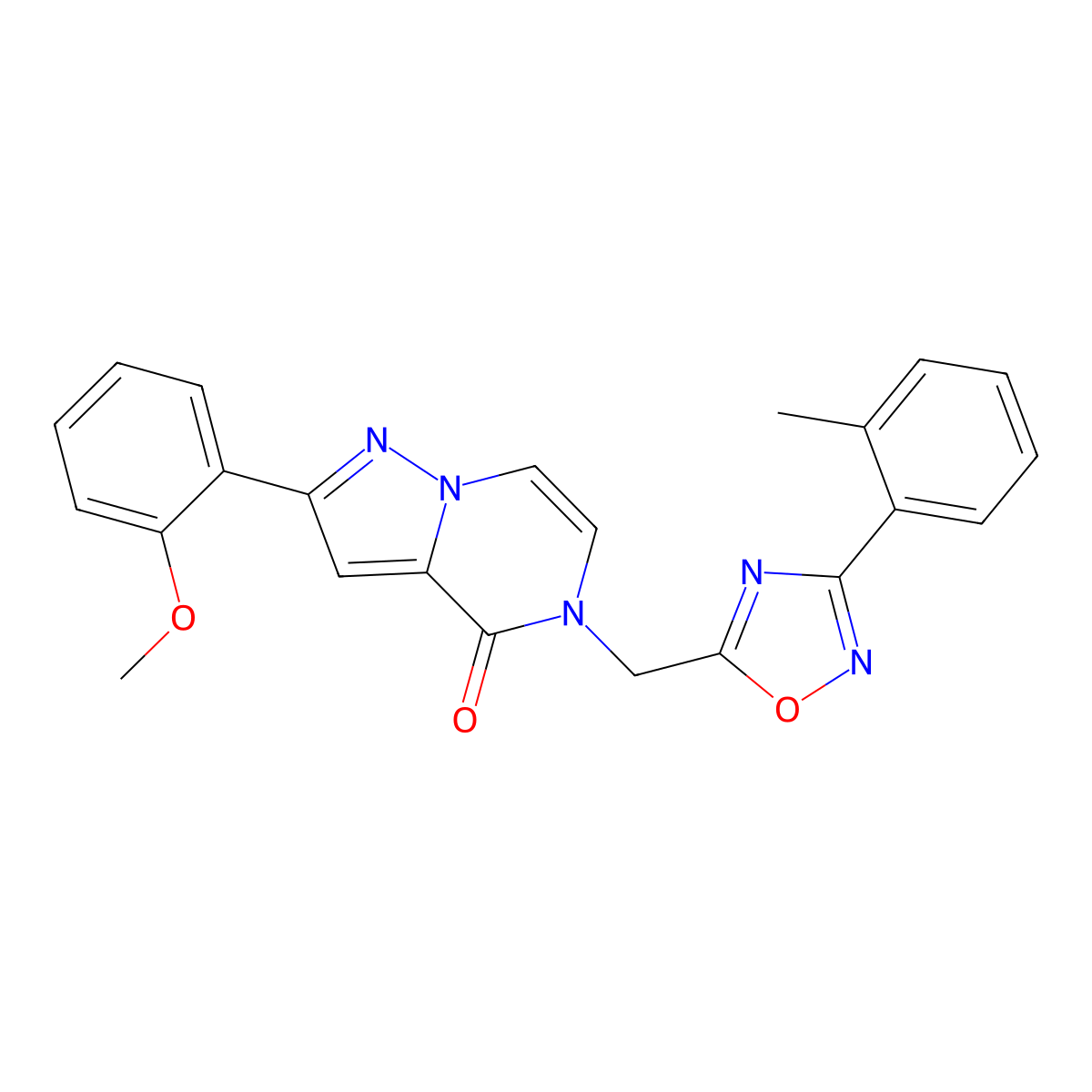2-(2-methoxyphenyl)-5-{[3-(2-methylphenyl)-1,2,4-oxadiazol-5-yl]methyl}-4H,5H-pyrazolo[1,5-a]pyrazin-4-one molecular structure, CAS 1040673-06-0
