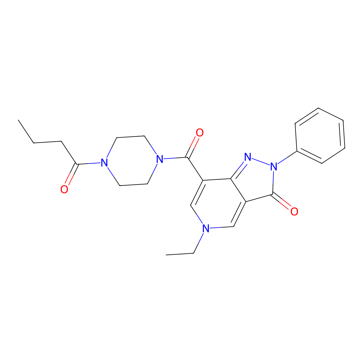 7-(4-butyrylpiperazine-1-carbonyl)-5-ethyl-2-phenyl-2H-pyrazolo[4,3-c]pyridin-3(5H)-one molecular structure, CAS 1040673-07-1