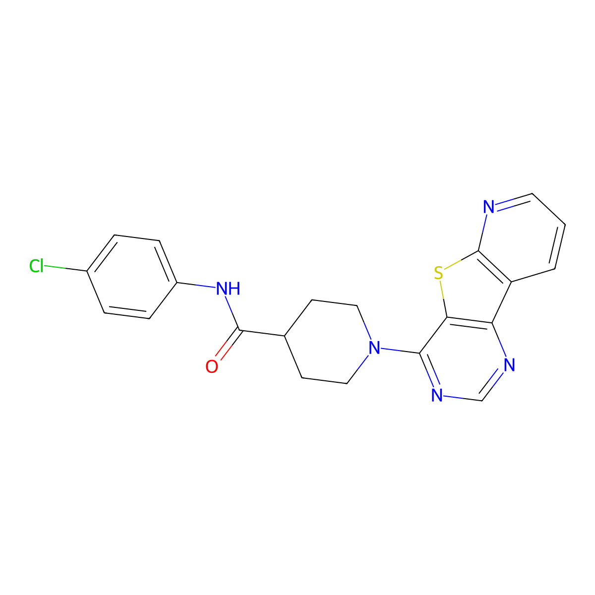 N-(4-chlorophenyl)-1-{8-thia-3,5,10-triazatricyclo[7.4.0.0^{2,7}]trideca-1(13),2(7),3,5,9,11-hexaen-6-yl}piperidine-4-carboxamide molecular structure, CAS 1040673-13-9