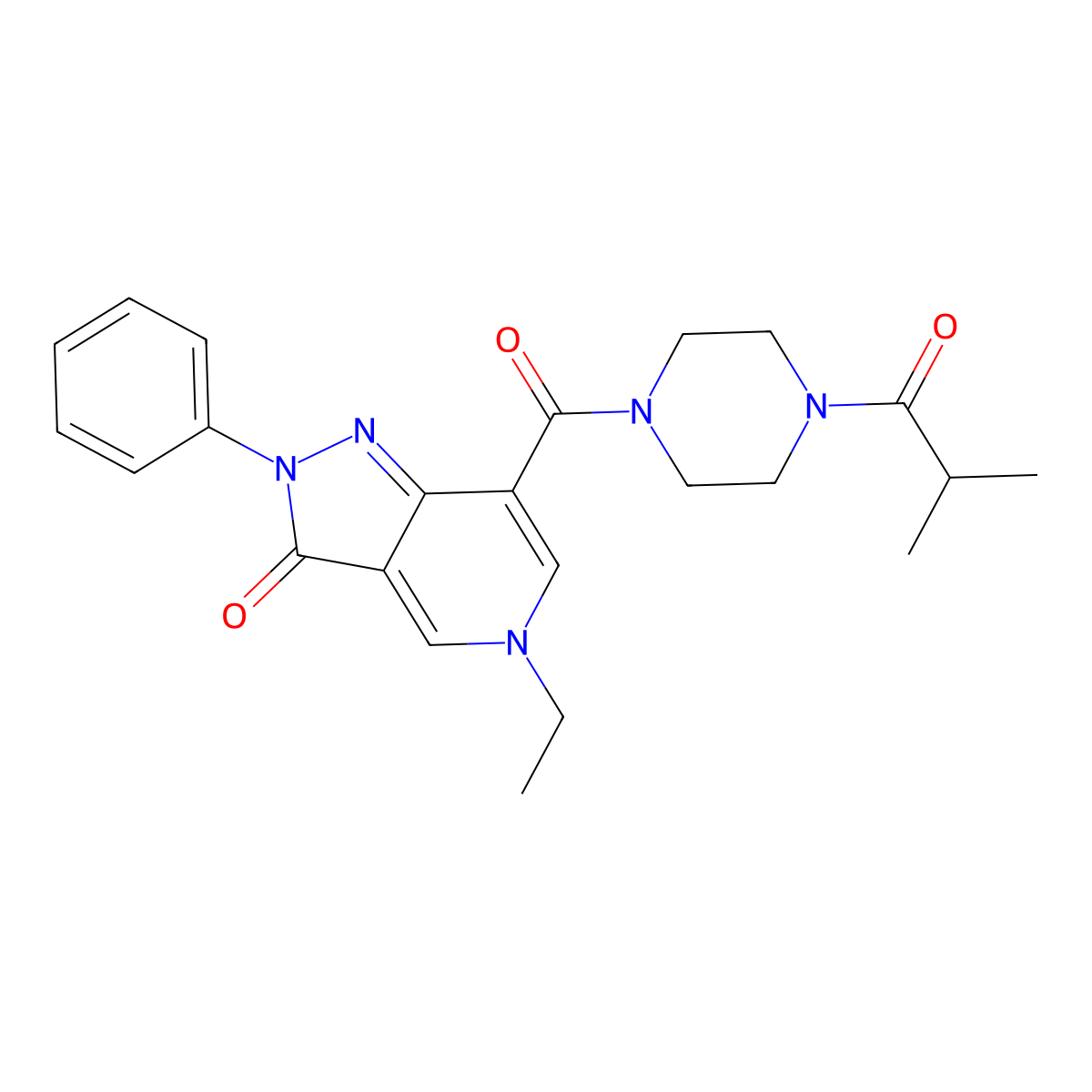 5-ethyl-7-(4-isobutyrylpiperazine-1-carbonyl)-2-phenyl-2H-pyrazolo[4,3-c]pyridin-3(5H)-one molecular structure, CAS 1040673-15-1