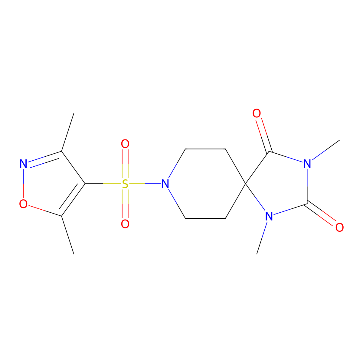 8-[(3,5-Dimethyl-1,2-oxazol-4-yl)sulfonyl]-1,3-dimethyl-1,3,8-triazaspiro[4.5]decane-2,4-dione molecular structure, CAS 1040673-19-5