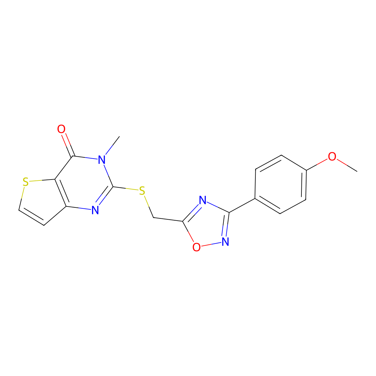 2-({[3-(4-methoxyphenyl)-1,2,4-oxadiazol-5-yl]methyl}sulfanyl)-3-methyl-3H,4H-thieno[3,2-d]pyrimidin-4-one molecular structure, CAS 1040673-20-8