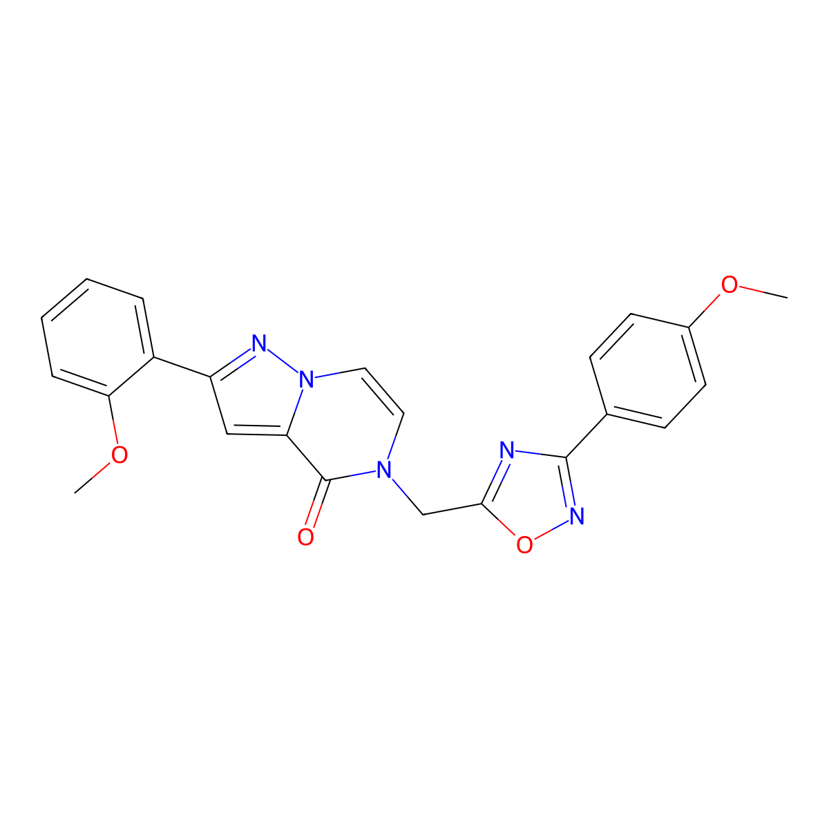 2-(2-methoxyphenyl)-5-{[3-(4-methoxyphenyl)-1,2,4-oxadiazol-5-yl]methyl}-4H,5H-pyrazolo[1,5-a]pyrazin-4-one molecular structure, CAS 1040673-22-0