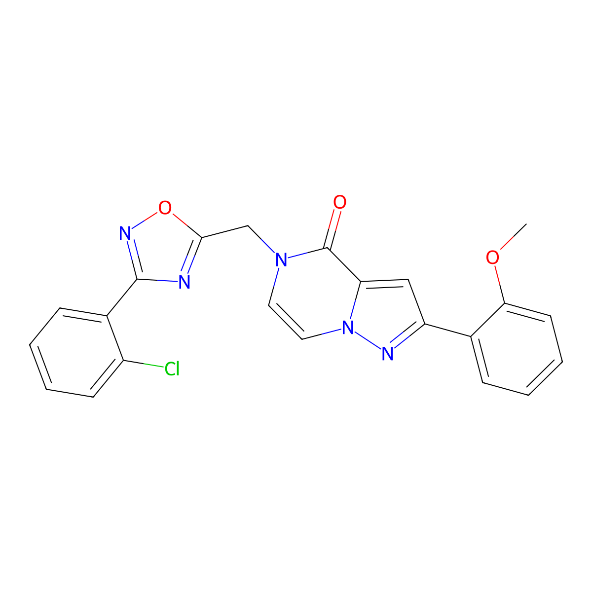 5-{[3-(2-chlorophenyl)-1,2,4-oxadiazol-5-yl]methyl}-2-(2-methoxyphenyl)-4H,5H-pyrazolo[1,5-a]pyrazin-4-one molecular structure, CAS 1040673-30-0