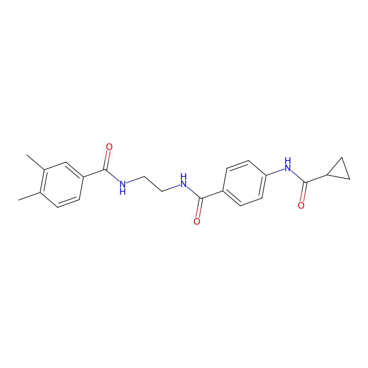 4-cyclopropaneamido-N-{2-[(3,4-dimethylphenyl)formamido]ethyl}benzamide molecular structure, CAS 1040673-32-2