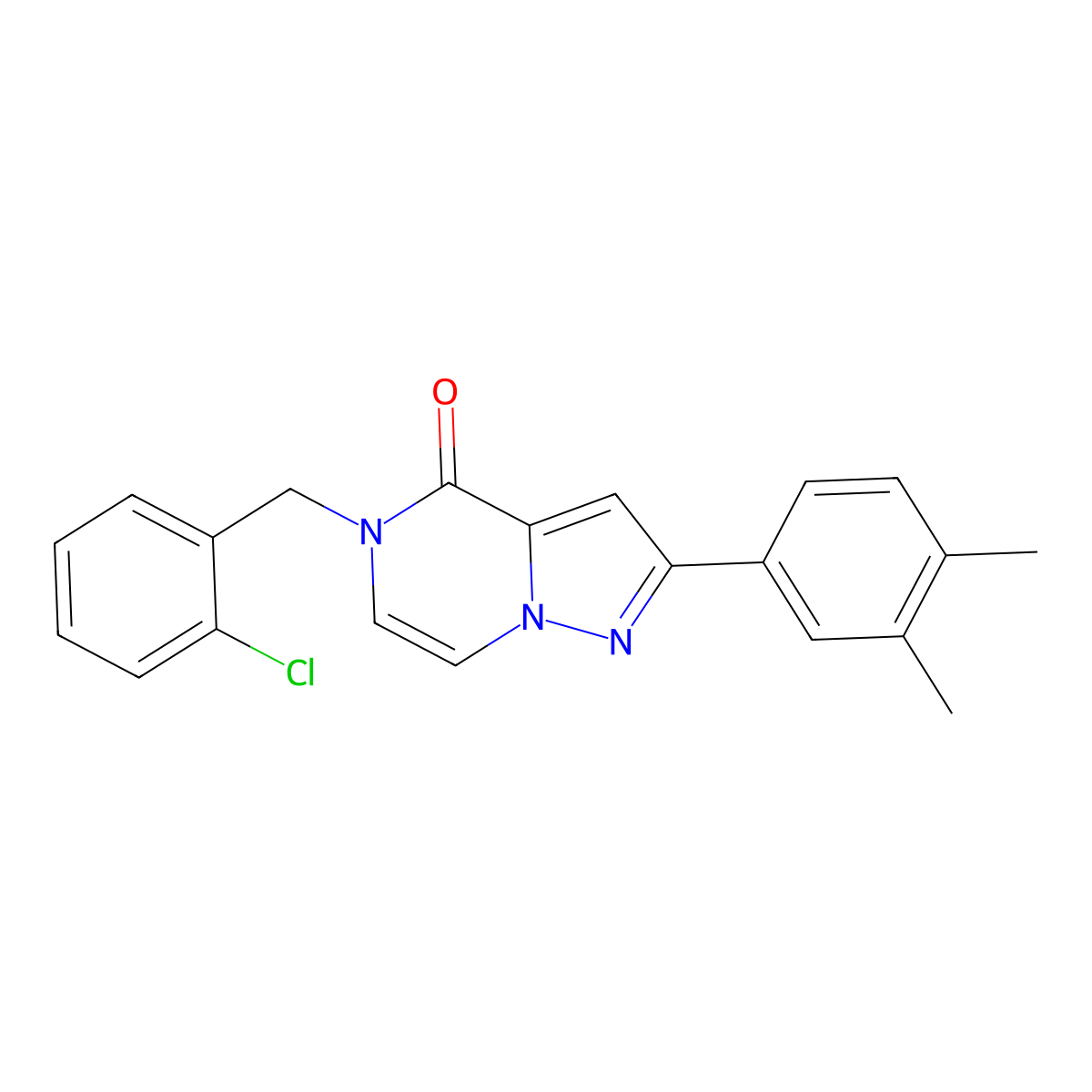 5-[(2-chlorophenyl)methyl]-2-(3,4-dimethylphenyl)-4H,5H-pyrazolo[1,5-a]pyrazin-4-one molecular structure, CAS 1040673-34-4