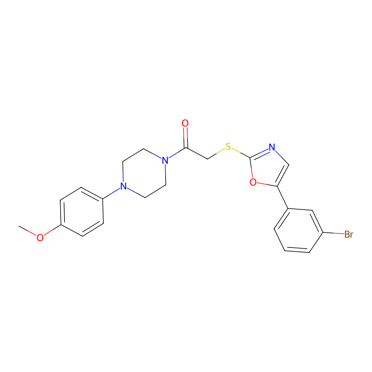1-({[5-(3-Bromophenyl)-1,3-oxazol-2-yl]thio}acetyl)-4-(4-methoxyphenyl)piperazine molecular structure, CAS 1040673-37-7