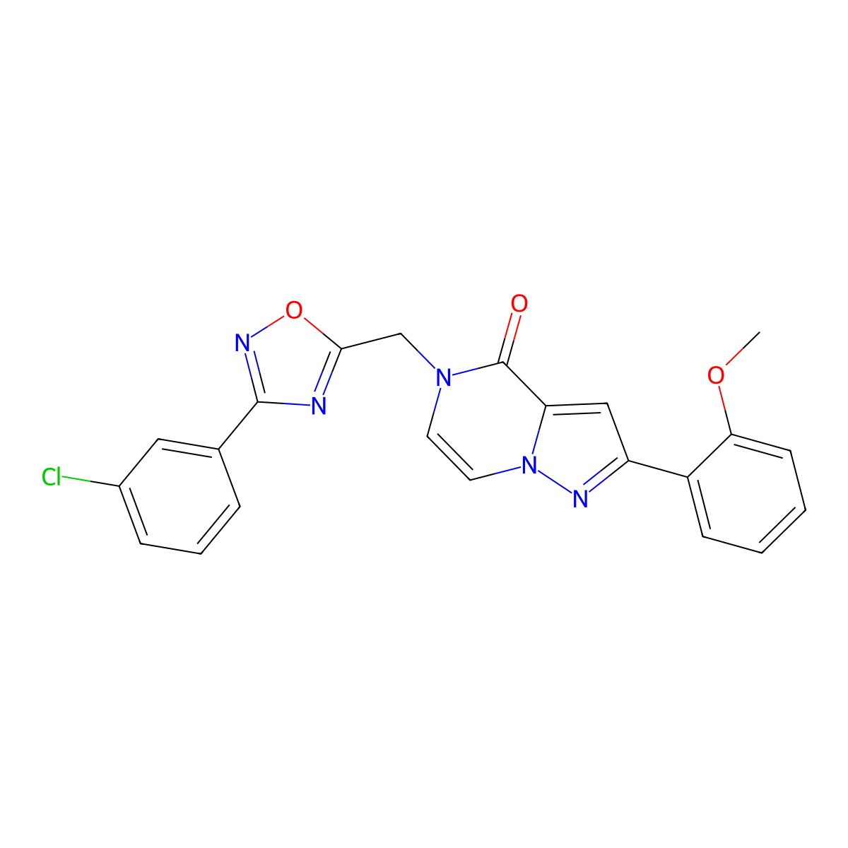 5-{[3-(3-Chlorophenyl)-1,2,4-oxadiazol-5-YL]methyl}-2-(2-methoxyphenyl)-4H,5H-pyrazolo[1,5-A]pyrazin-4-one molecular structure, CAS 1040673-38-8