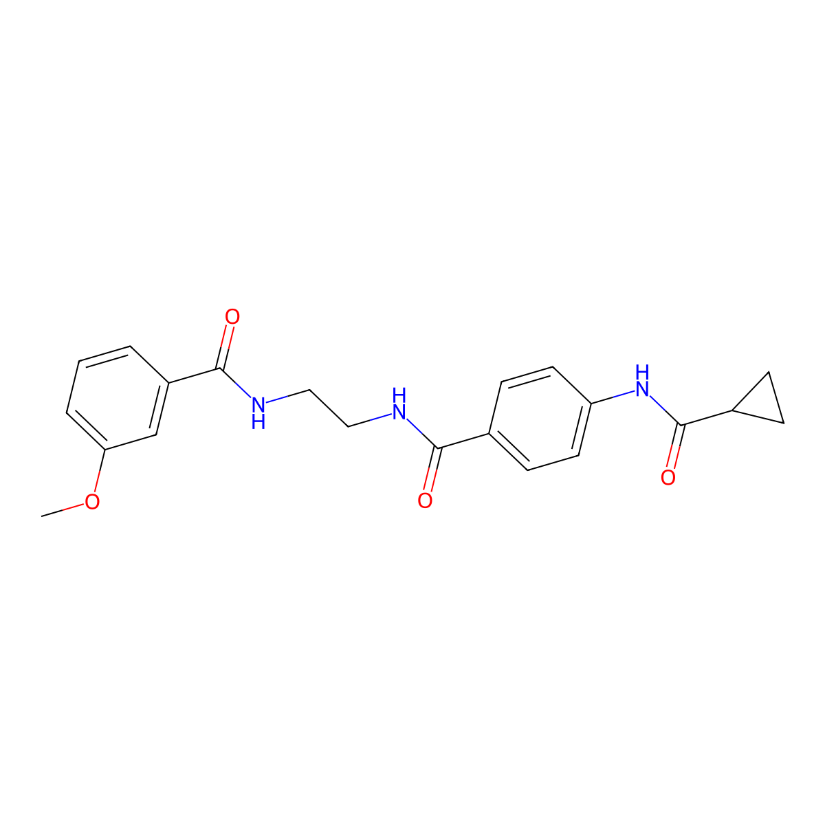 4-cyclopropaneamido-N-{2-[(3-methoxyphenyl)formamido]ethyl}benzamide molecular structure, CAS 1040673-40-2