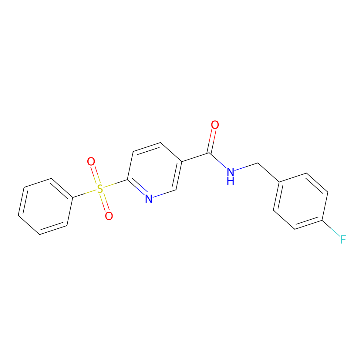 6-(benzenesulfonyl)-N-[(4-fluorophenyl)methyl]pyridine-3-carboxamide molecular structure, CAS 1040673-45-7