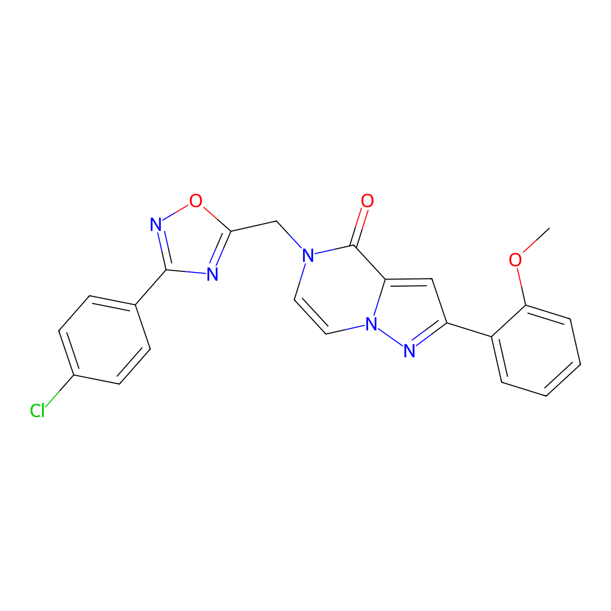 5-{[3-(4-chlorophenyl)-1,2,4-oxadiazol-5-yl]methyl}-2-(2-methoxyphenyl)-4H,5H-pyrazolo[1,5-a]pyrazin-4-one molecular structure, CAS 1040673-46-8