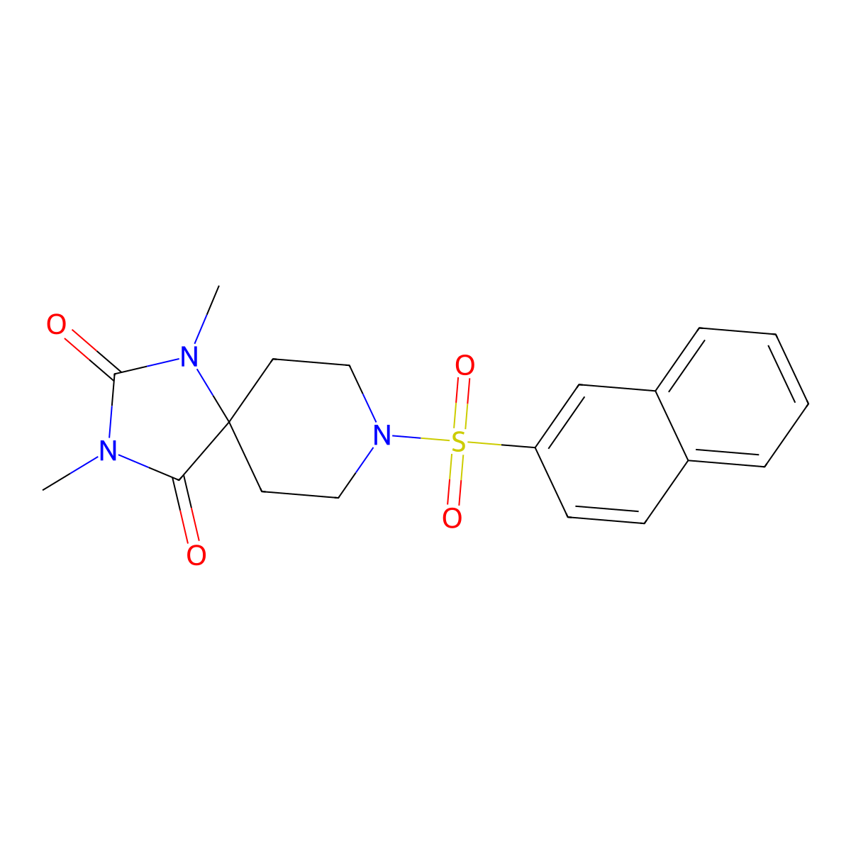 1,3-Dimethyl-8-(naphthalene-2-sulfonyl)-1,3,8-triazaspiro[4.5]decane-2,4-dione molecular structure, CAS 1040673-51-5