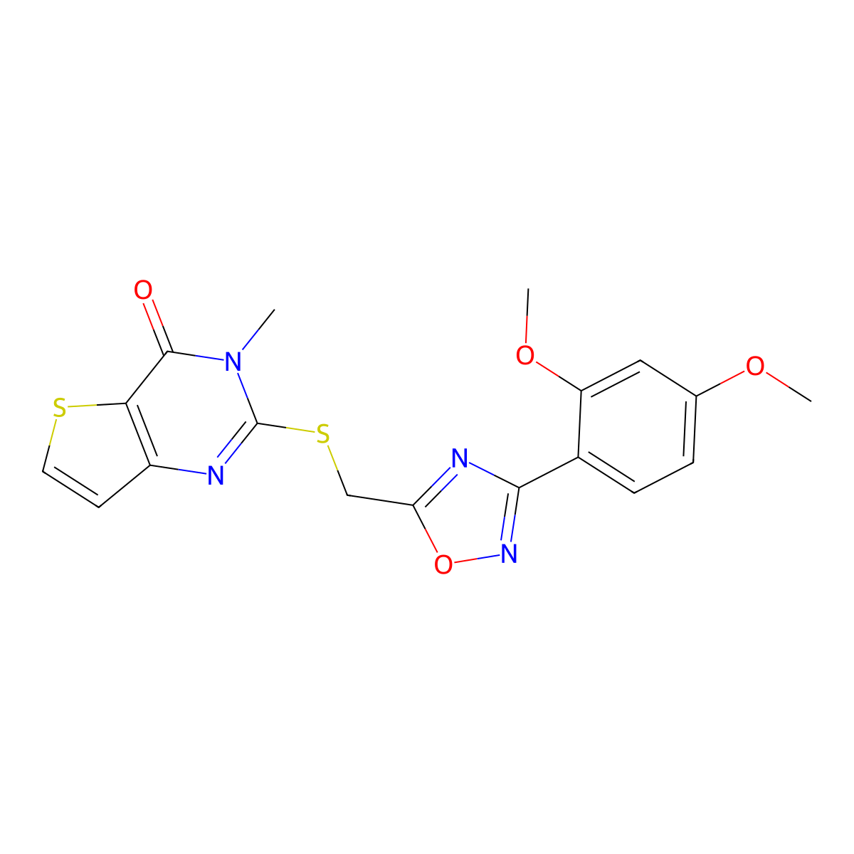 2-({[3-(2,4-dimethoxyphenyl)-1,2,4-oxadiazol-5-yl]methyl}sulfanyl)-3-methyl-3H,4H-thieno[3,2-d]pyrimidin-4-one molecular structure, CAS 1040673-52-6